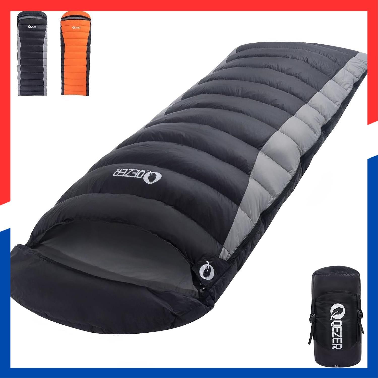 商品 足が出せる コンパクト 全開 羽毛寝袋 400 T撥水加工 キャンプ 500 g～1200 g充填 シュラフ 登山 軽量 ダウン 封筒型シュラフ 車中泊 冬用 防災用 寝袋