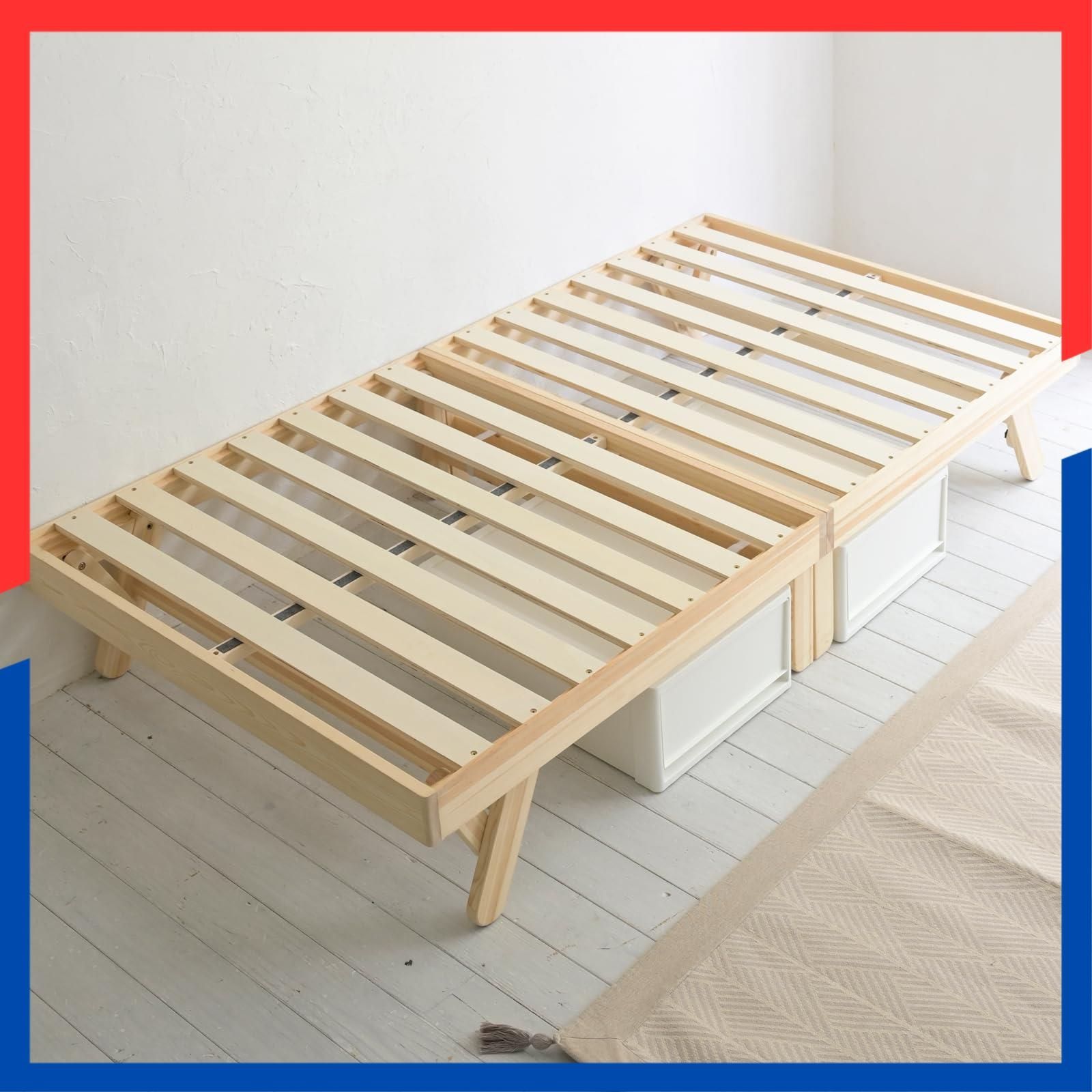 数量 すのこ ベッドフレーム 幅97 奥行195 高さ34 cm 一人暮らし 耐荷重200 kg シングル 木製 工具不要 組立簡単 パタントベッド 折り畳みベッド ナチュラル すのこベッド ベッド WFD 97195 NA 山善 YAMAZEN