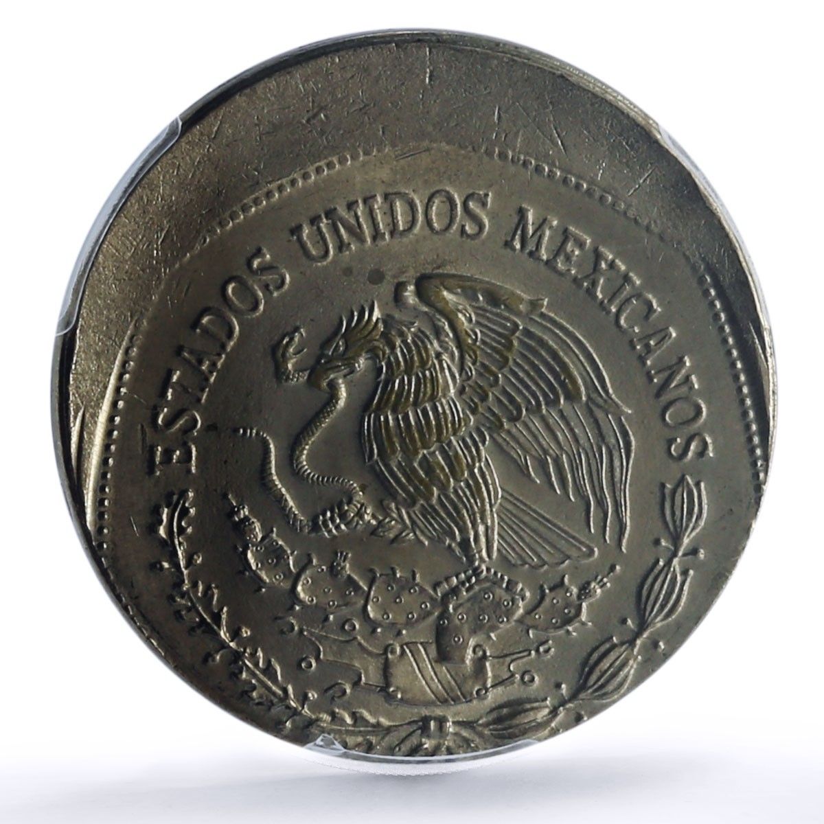 メキシコ 5ペソ ケツァルコアトル共和国 エラーストライク MS64 PCGS