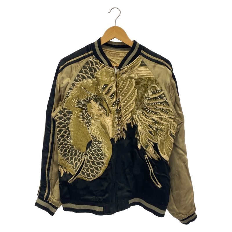 中古】花旅楽団 SCRIPT リバーシブルスカジャン L 鳳凰 鶴亀[66