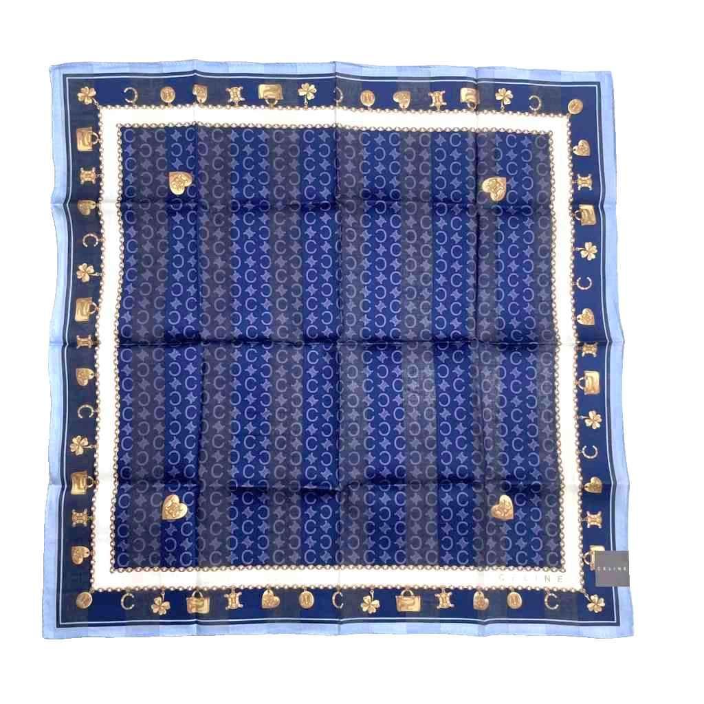 セリーヌ CELINE マカダム柄 ハンカチ ミニスカーフ ポケットチーフ 総