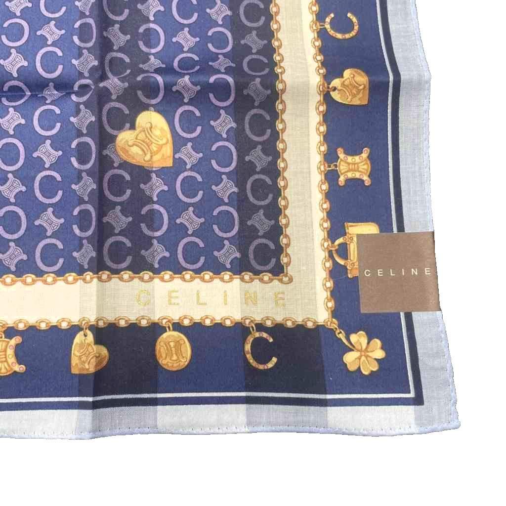 セリーヌ CELINE マカダム柄 ハンカチ ミニスカーフ ポケットチーフ 総