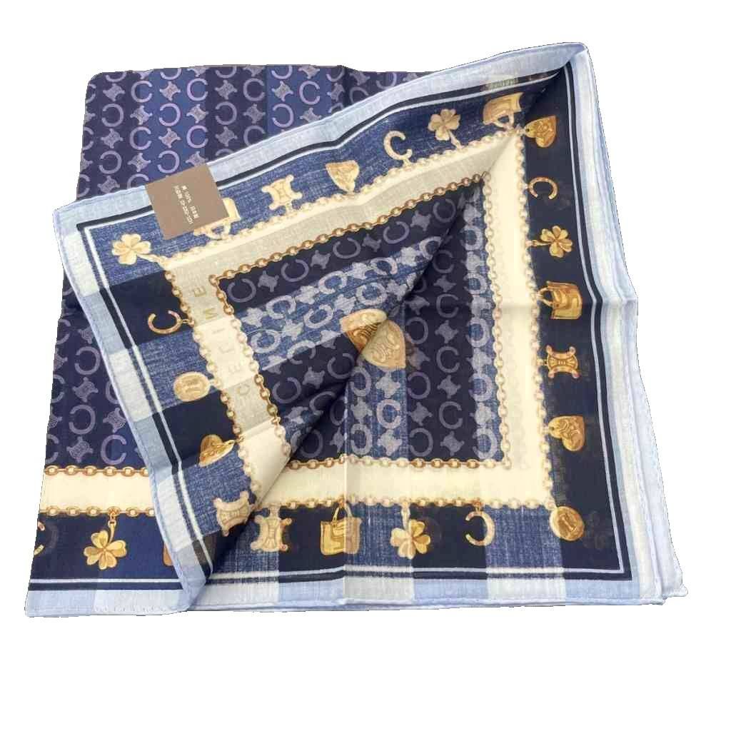 セリーヌ CELINE マカダム柄 ハンカチ ミニスカーフ ポケットチーフ 総