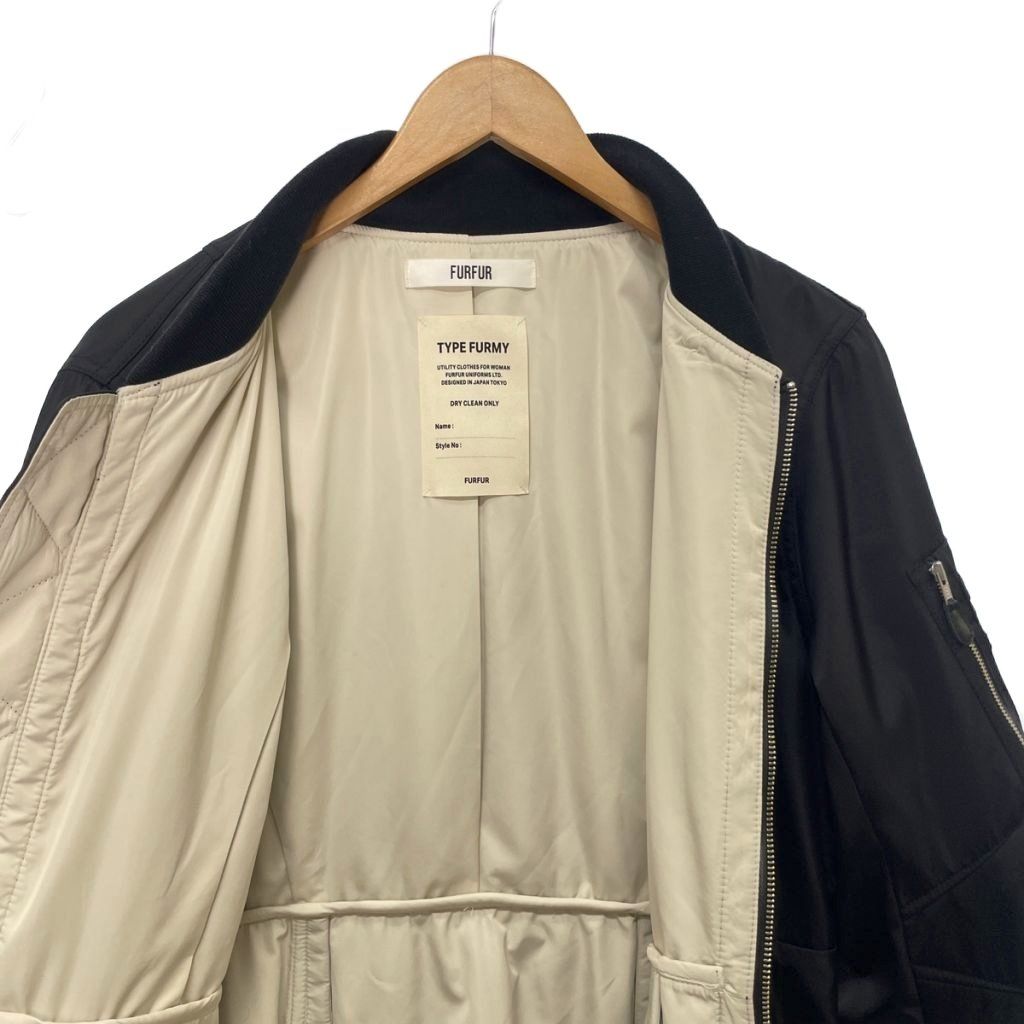 ファーファー furfur MA-1風ドレスコート 中綿 ロング ジップアップ