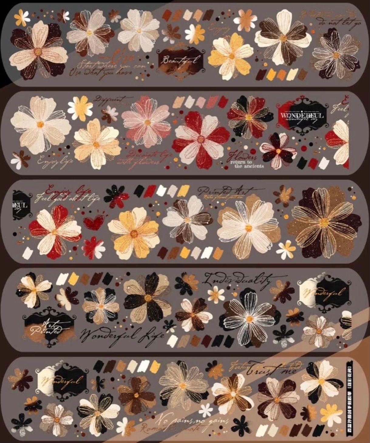 PET 荒唐梦 4cm×5m 100cm/loop 海外マスキングテープ PET 落彩花间 5cm×5m 100cm/loop 海外マスキングテープ - メルカリ