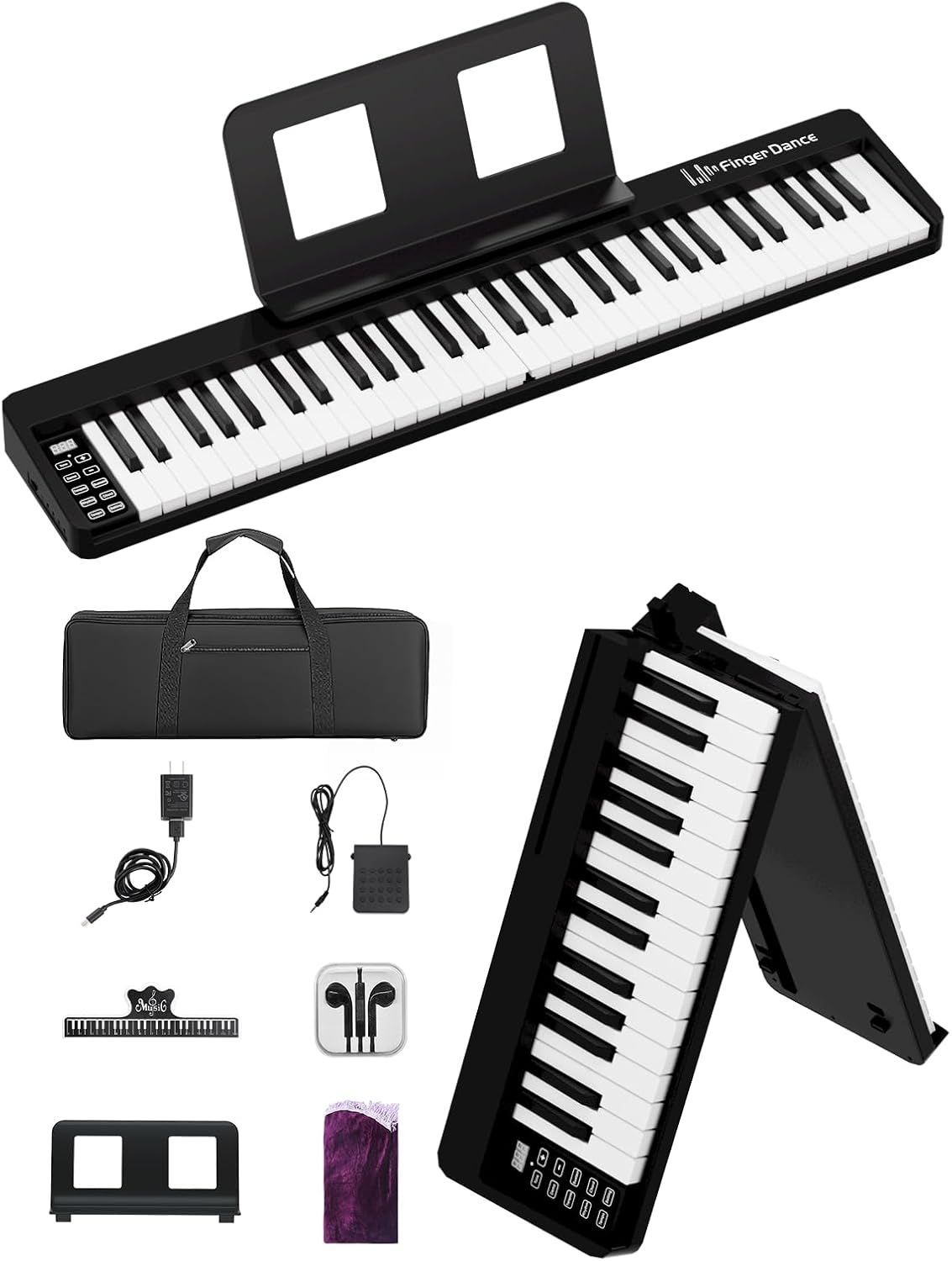 電子ピアノ 61鍵盤 折り畳み 初心者 練習用 軽量 手持ち 持ち運び