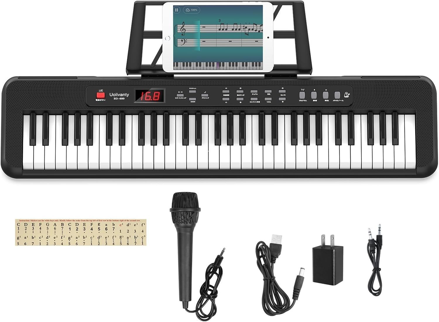 電子ピアノ 61鍵盤 電子キーボード キーボード ピアノ 60デモ曲 200音色 200リズム内蔵 LCDディスプレイ搭載