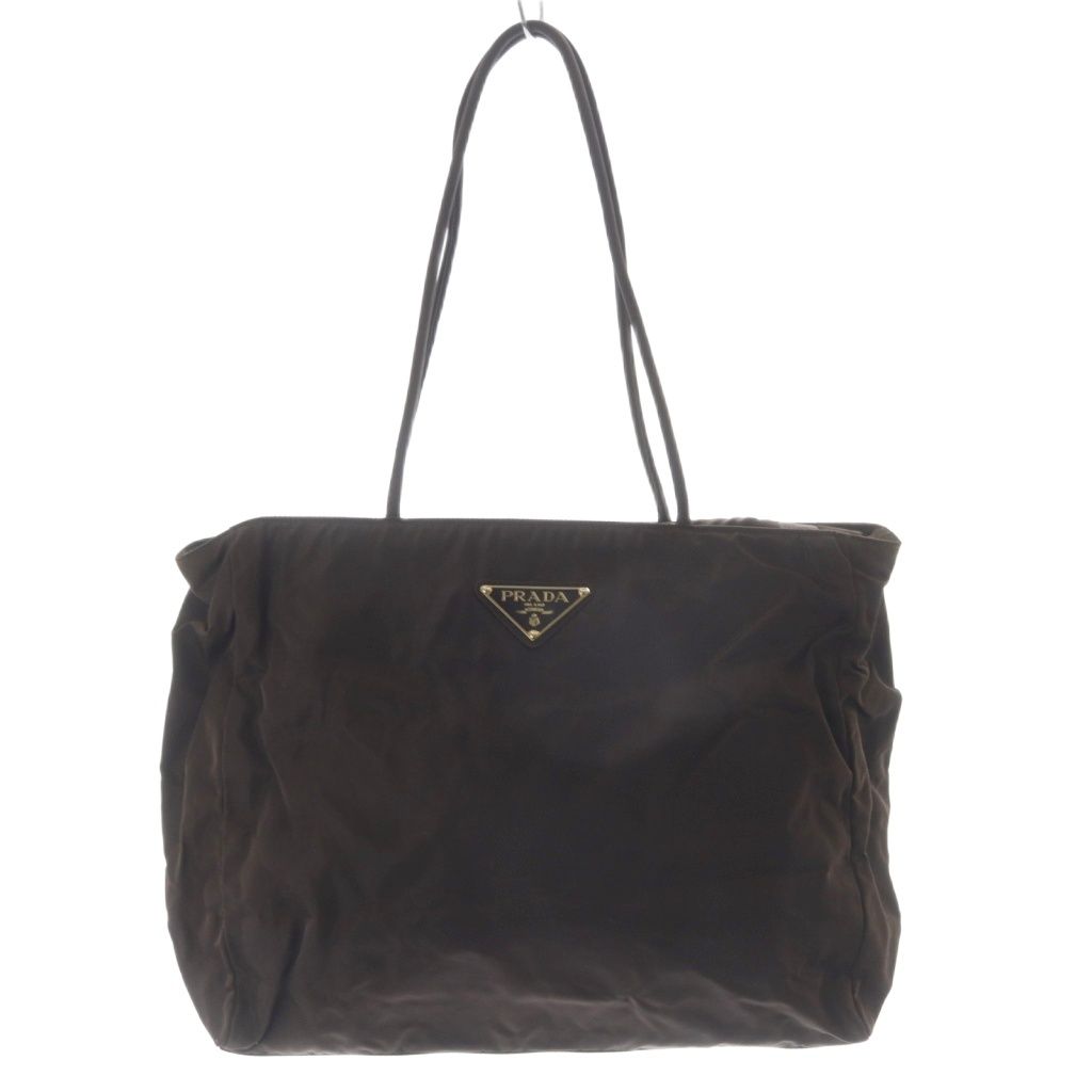 プラダ PRADA ナイロン 三角プレート 肩掛け ショルダーバッグ 茶色 ブラウン