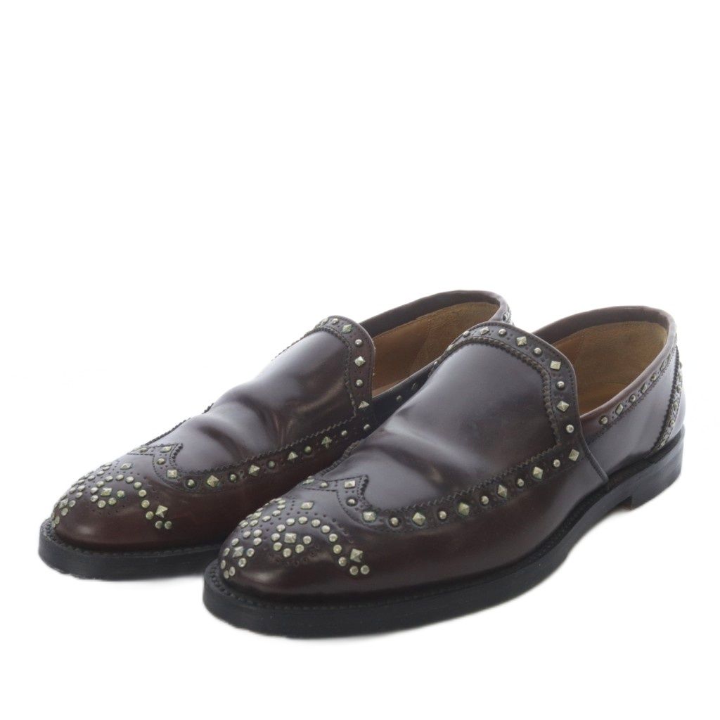 ニードルス ニードルズ Needles studded cordovan shoe slip on ローファー スリッポン レザー 7 ダークブラウン FX 202 YO 21