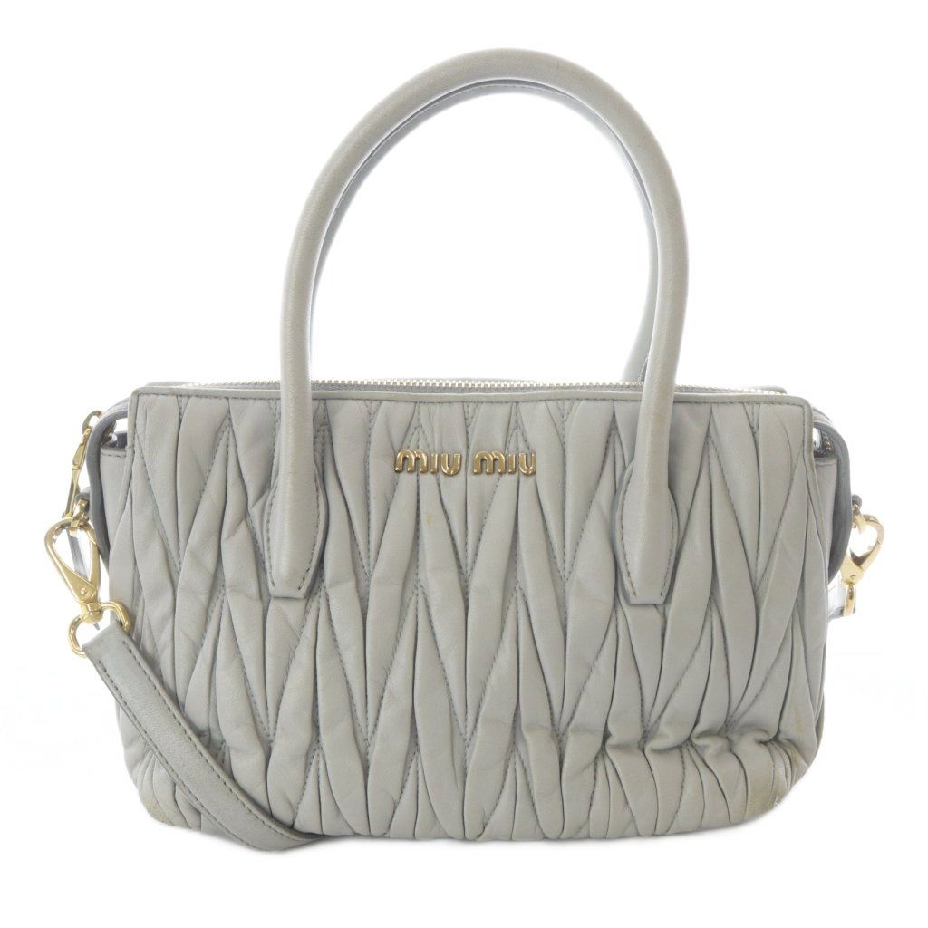 ミュウミュウ マテラッセ 2 WAYバッグ ショルダーバッグ ハンドバッグ グレー 5 B 020