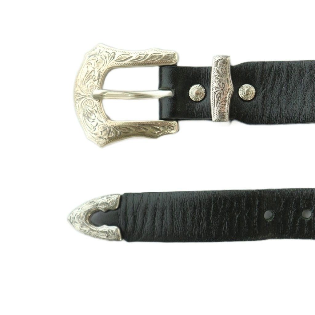 トーガ プルラ TOGA PULLA ダブルバックルベルト ウエスタン レザー 黒