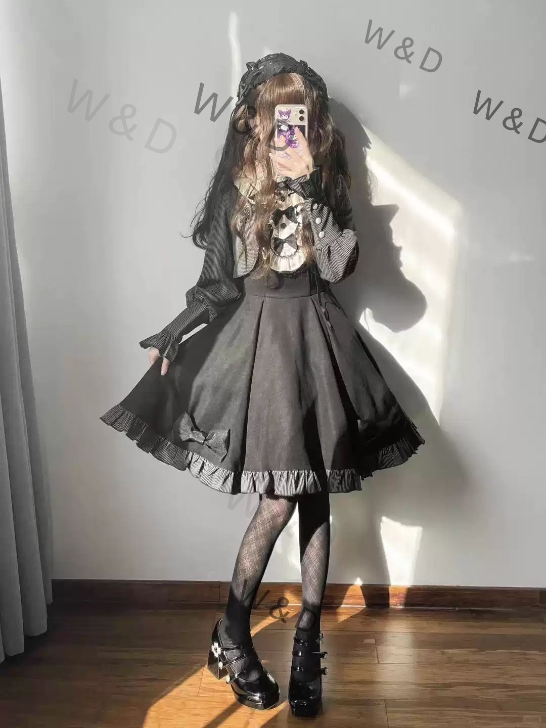 ブラック スイート 疑似ツーピース OPワンピース エレガント ロリータ ドレス 華やか プリンセス 日常 アンティーク ゴシック 甘さと深みが調和する 日常を特別にする黒いロリータドレス