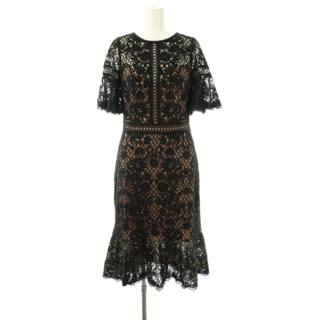 【美品】タダシショージ レースワンピース タイト ドレス ベージュ 2 M相当 タダシショージ TADASHI SHOJI レースワンピース シアー タイト 2 黒
