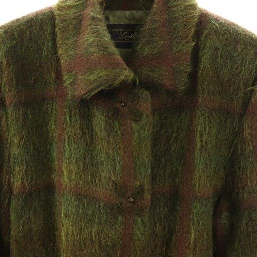 レリアン Leilian コート モヘヤ混 9 緑 グリーン チェック /AG □OS