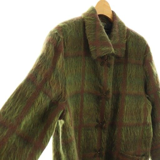 レリアン Leilian コート モヘヤ混 9 緑 グリーン チェック /AG □OS