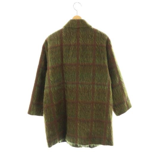 レリアン Leilian コート モヘヤ混 9 緑 グリーン チェック /AG □OS