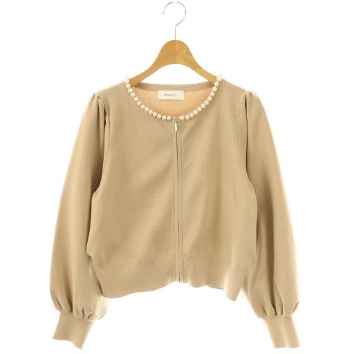 ANAYI パールブルゾン 38 アナイ ANAYI パールブルゾン ニット ジャケット ジップアップ 38