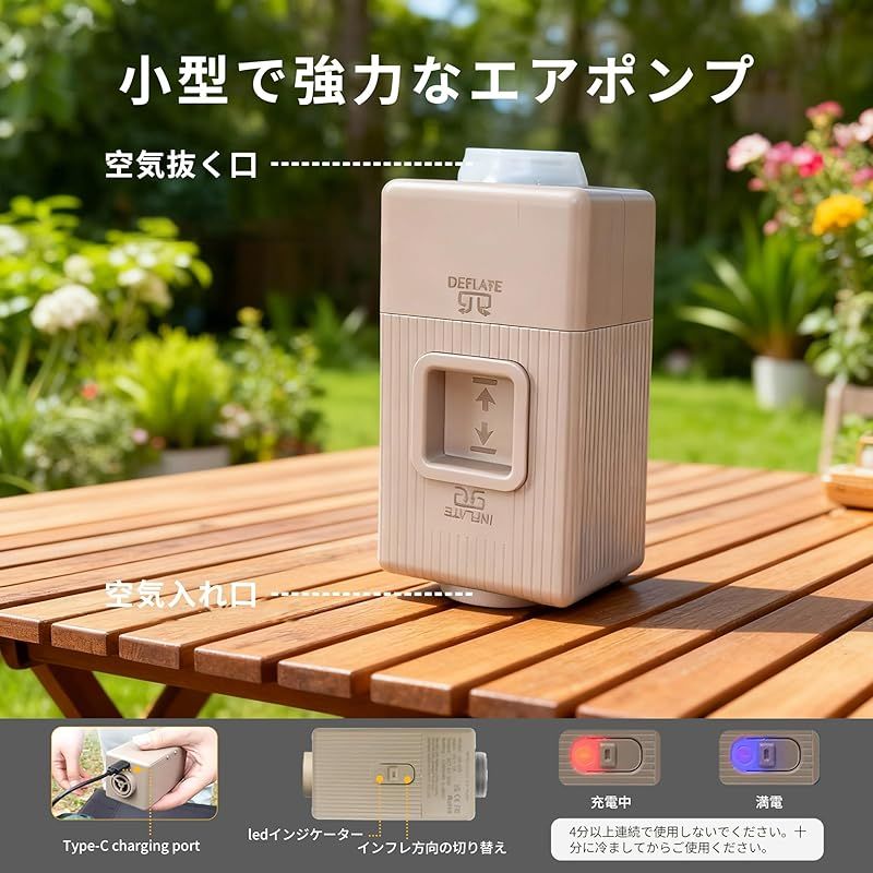 電動ポンプのみ エアーマットに内蔵使用 ワンタッチ 過熱保護-自 エアー抜き 自動膨張 30秒自動膨張 1