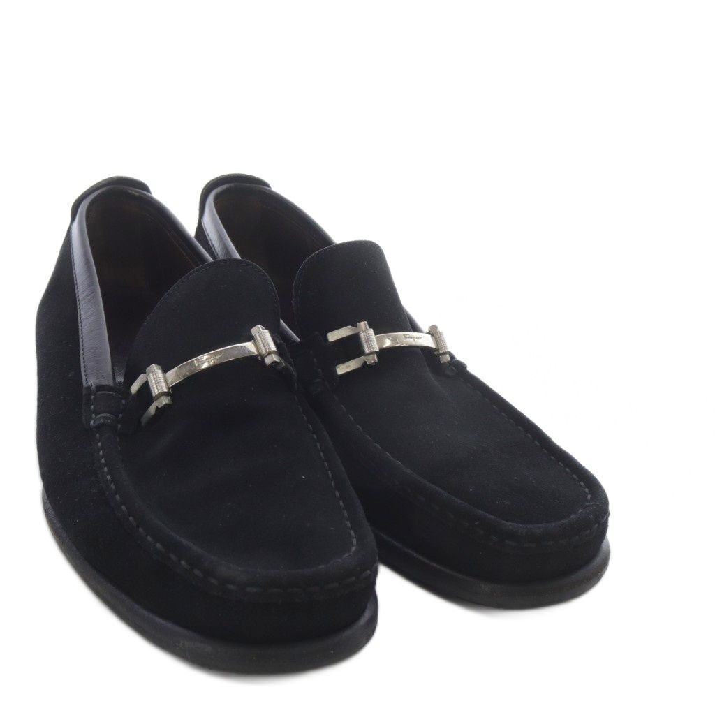  サルヴァトーレフェラガモ Salvatore Ferragamo ローファー スリッポン ホースビット スクエアトゥ スエード 8 5 ブラック YO 7 GY 53 その他 靴