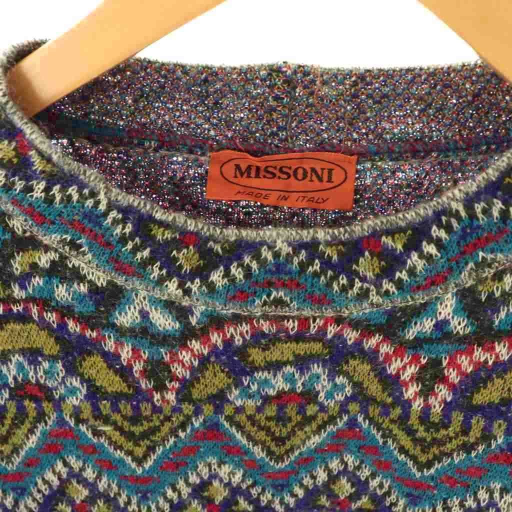 ミッソーニ MISSONI ニット セーター 長袖 総柄 ウール モヘヤ混 M