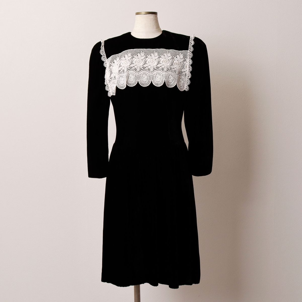 古着 80年代 ガンネサックス GUNNE SAX ハーフ丈 ベロア 長袖 フ ワンピース レディースXS相当 ヴィンテージ evb 030353