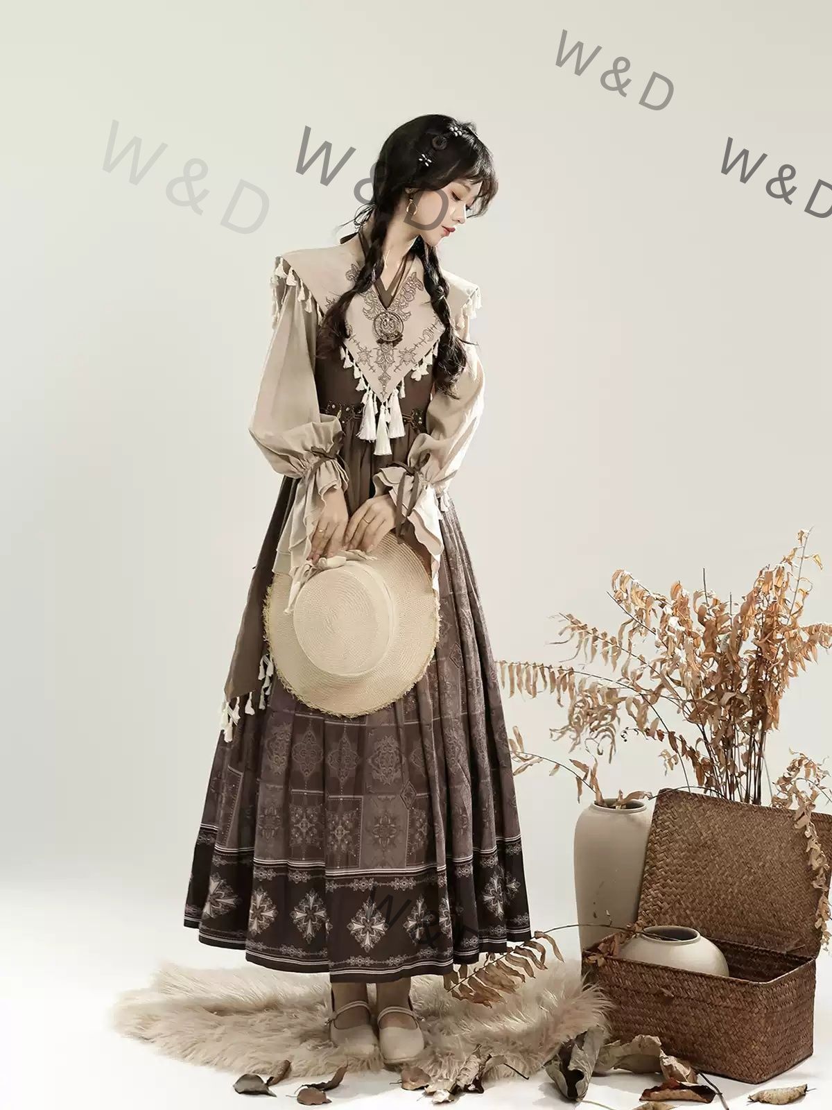 漢如初 神秘部族 改良漢服 女性用 漢元素 中国風 新中式 ワンピース セット 春秋 日常 エスニック ストーリー性 アウトドア 古の部族の息吹を纏う ストーリー性あふれる新中式アドベンチャーウェア