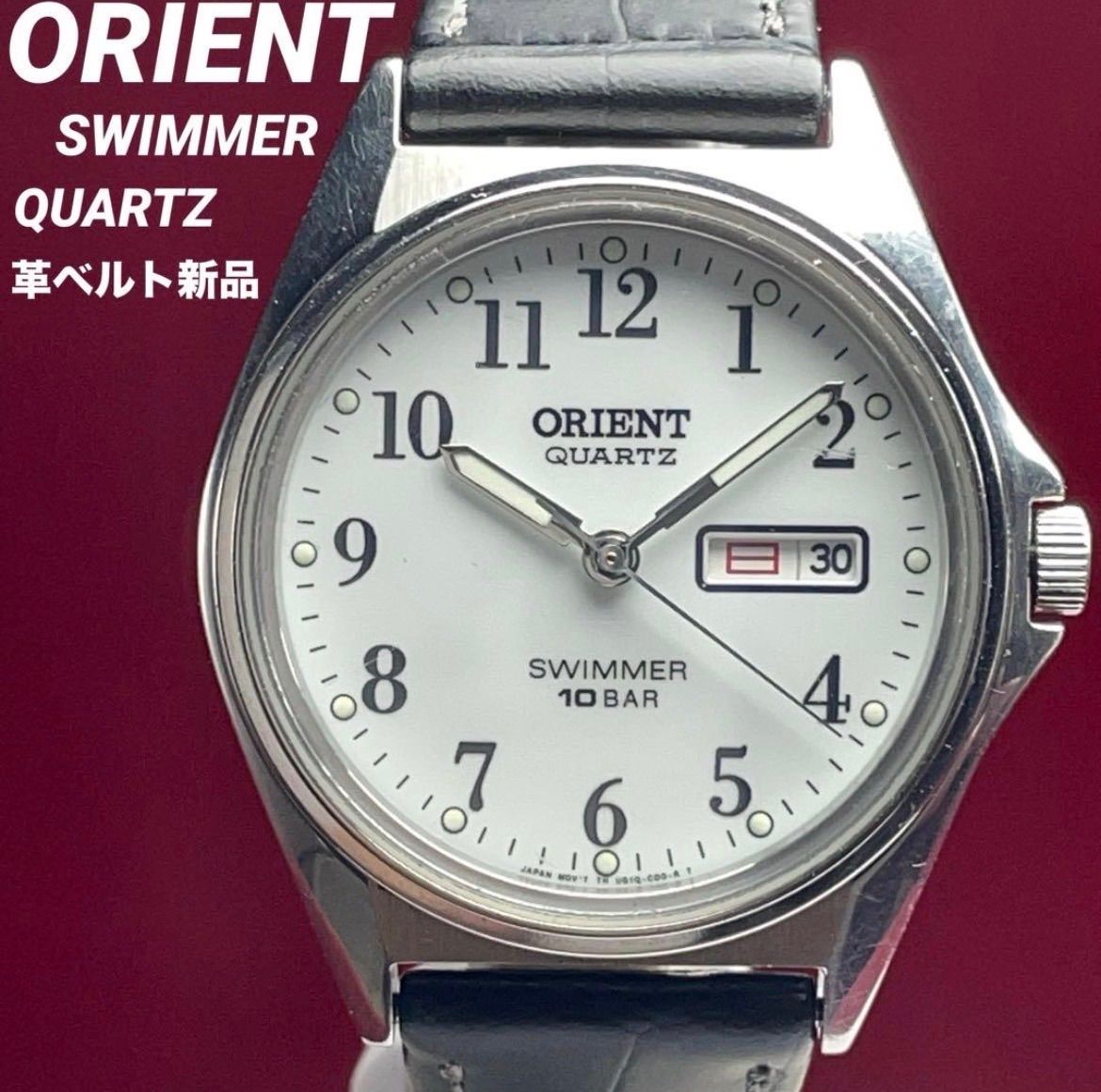 ORIENT オリエント　クォーツ　腕時計 革ベルト新品 ヴィンテージ　未使用 90s ORIENT SWIMMER QUARTZ 電池交換済 革ベルト新品 ヴィンテージ