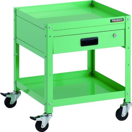 ＴＲＵＳＣＯ ツールワゴン ラビットワゴン ５００Ｘ５００ 引出１段付 ゴム車輪 ヤンググリーン