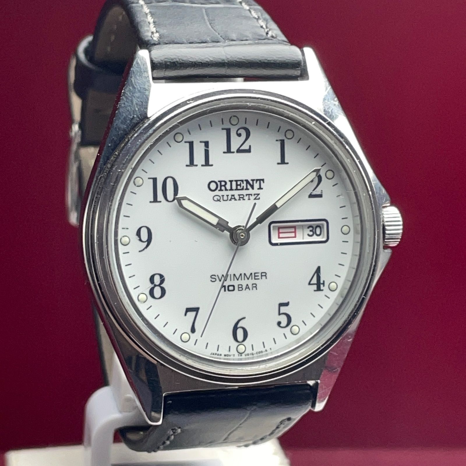 90s ORIENT SWIMMER QUARTZ 電池交換済 革ベルト新品 ヴィンテージ