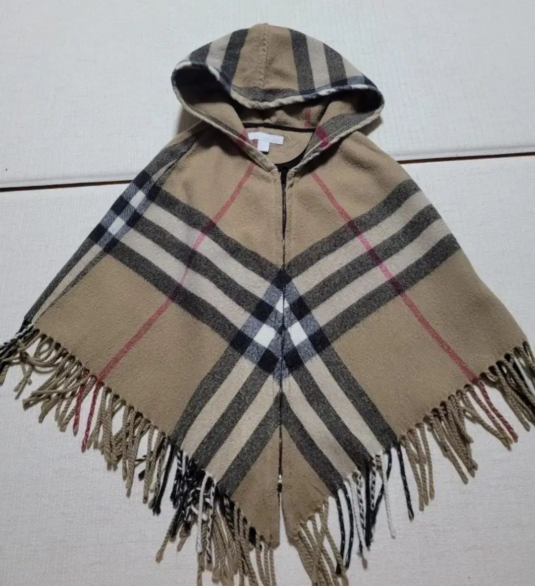 バーバリー キッズ チェック フード ポンチョ ケープ