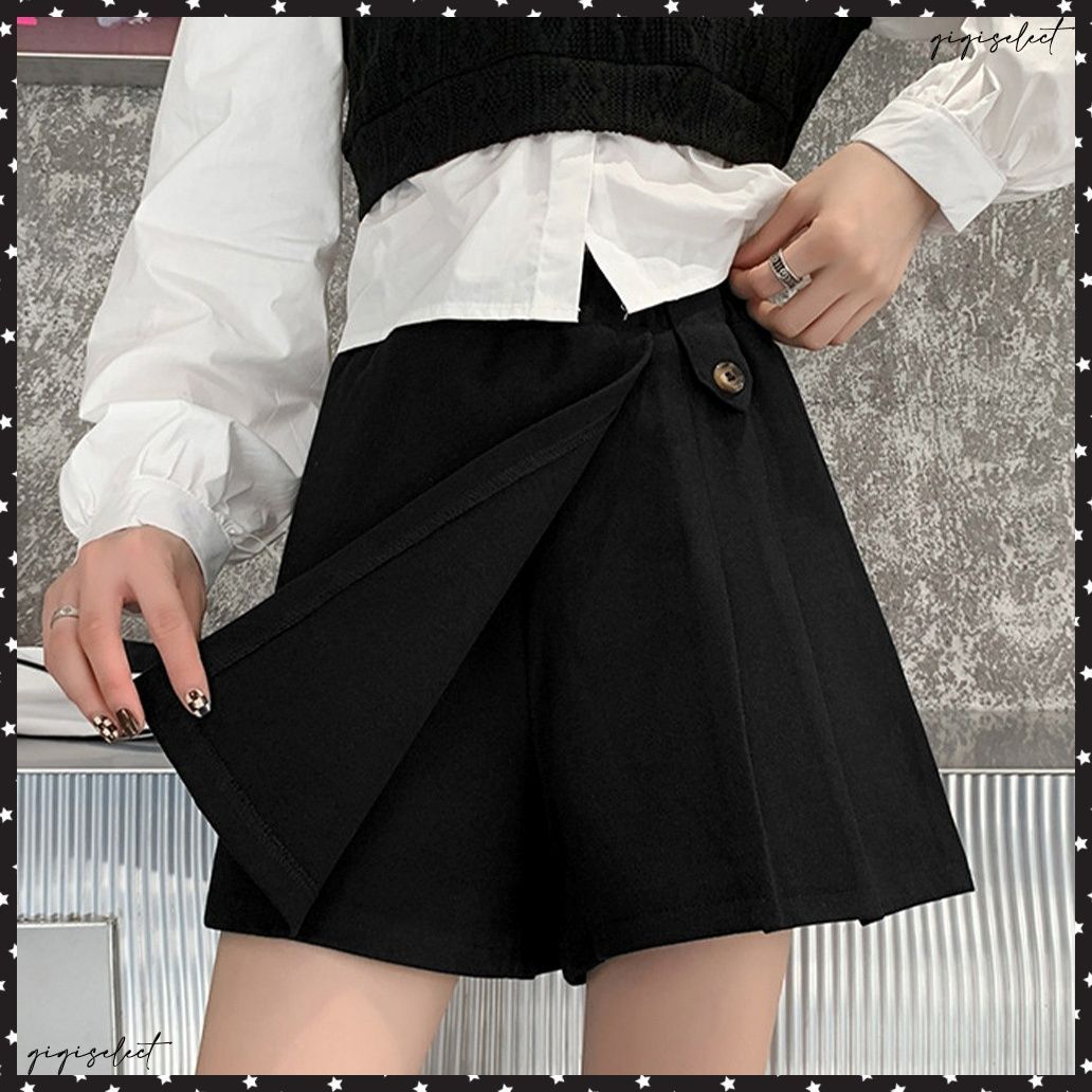 キュロットスカート キュロットパンツ アシンメトリー ショートパンツ