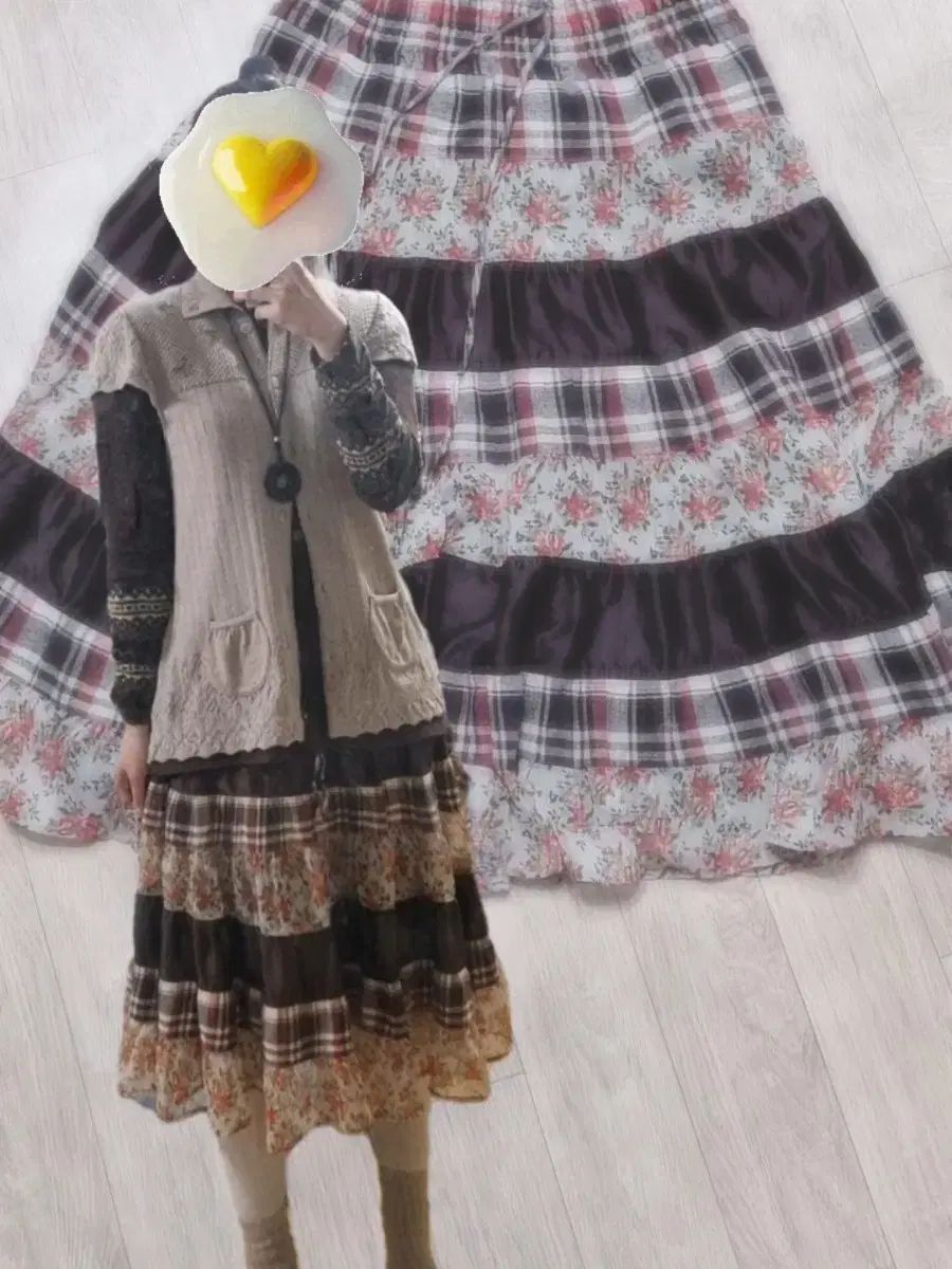 森ガール パッチスカート コーデ セット ヴィンテージ