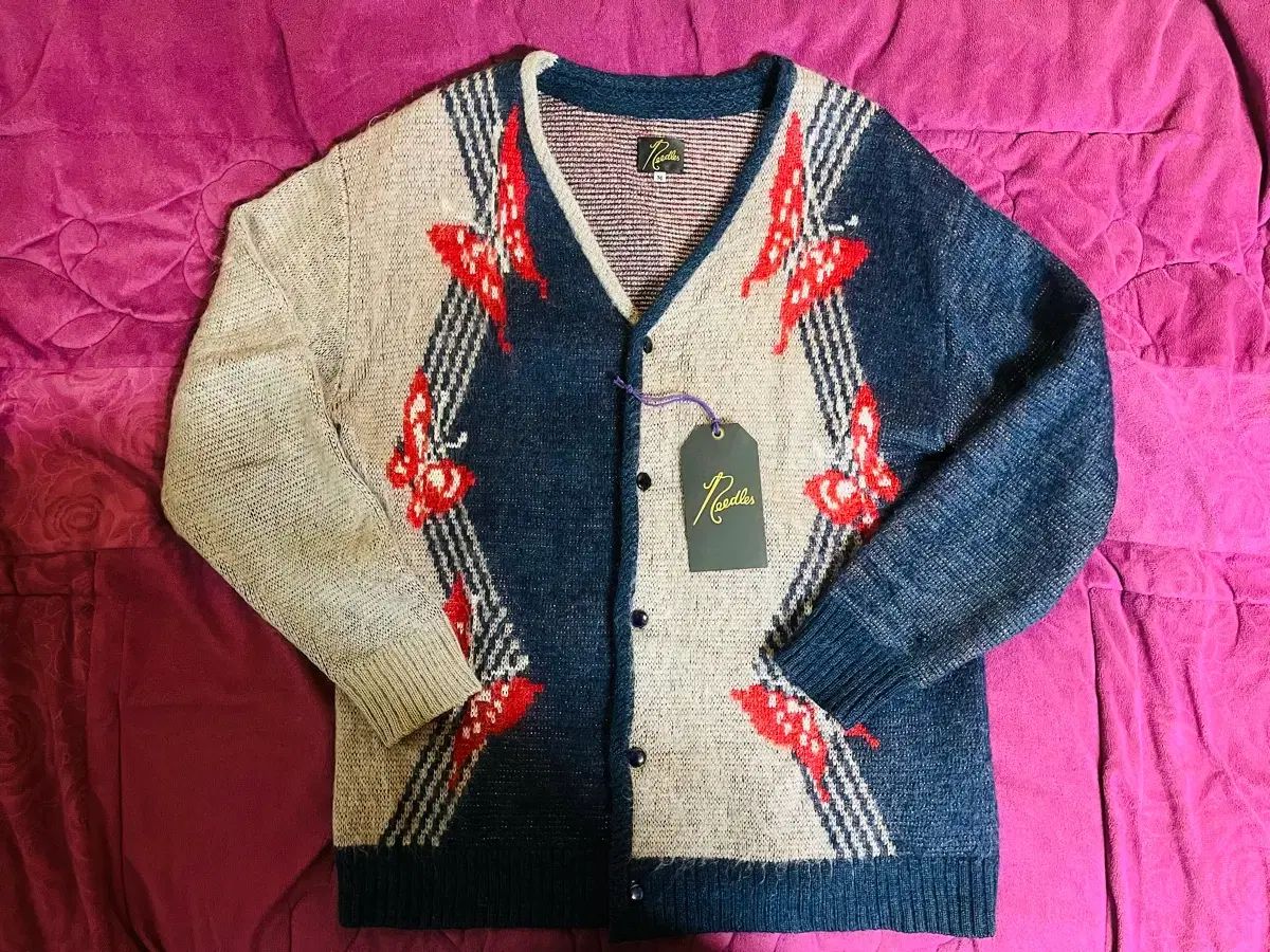 ニードルズ (needles) パピヨン モヘア グレーブルー カーディガン