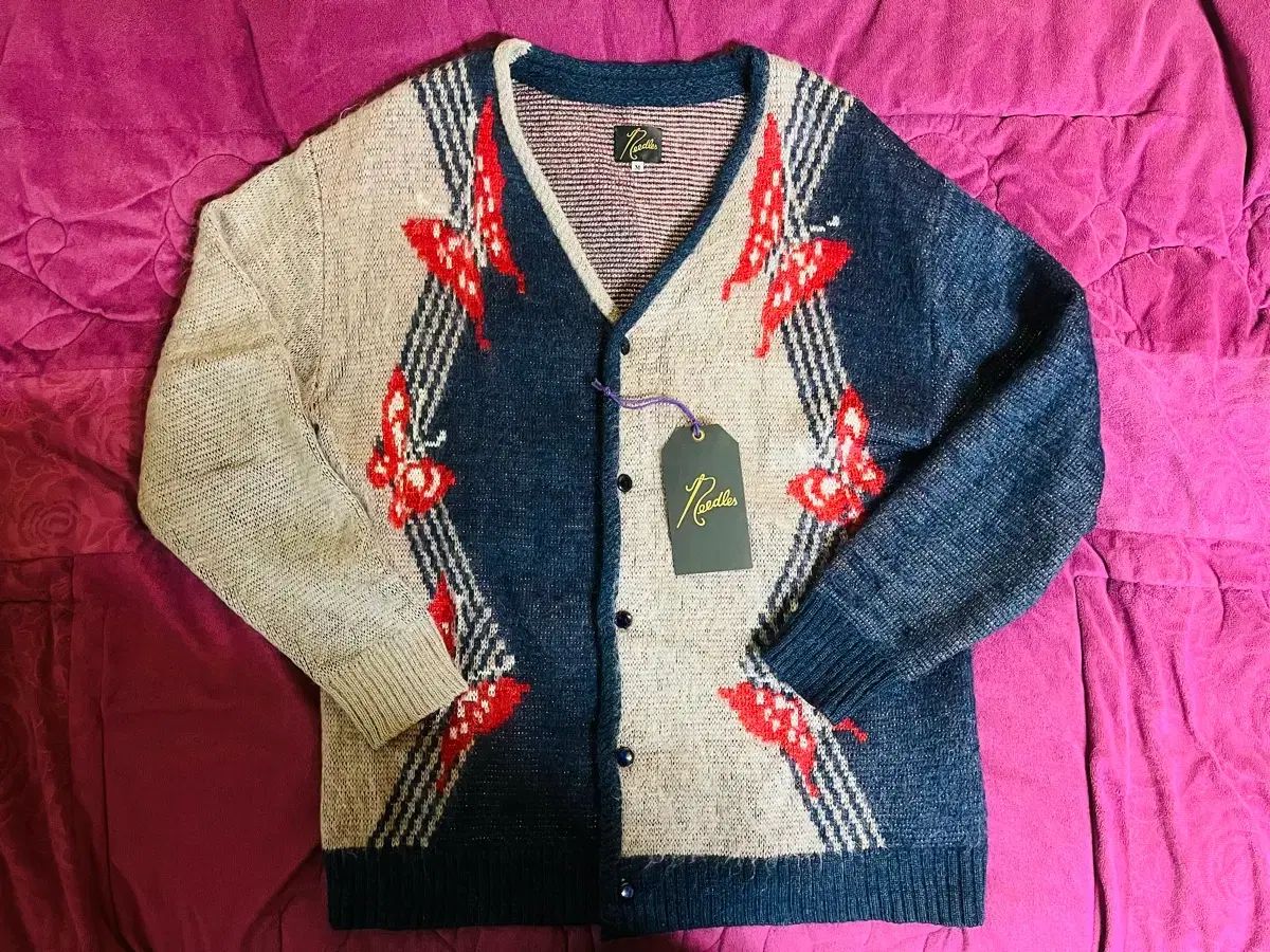 ニードルズ (needles) パピヨン モヘア グレーブルー カーディガン