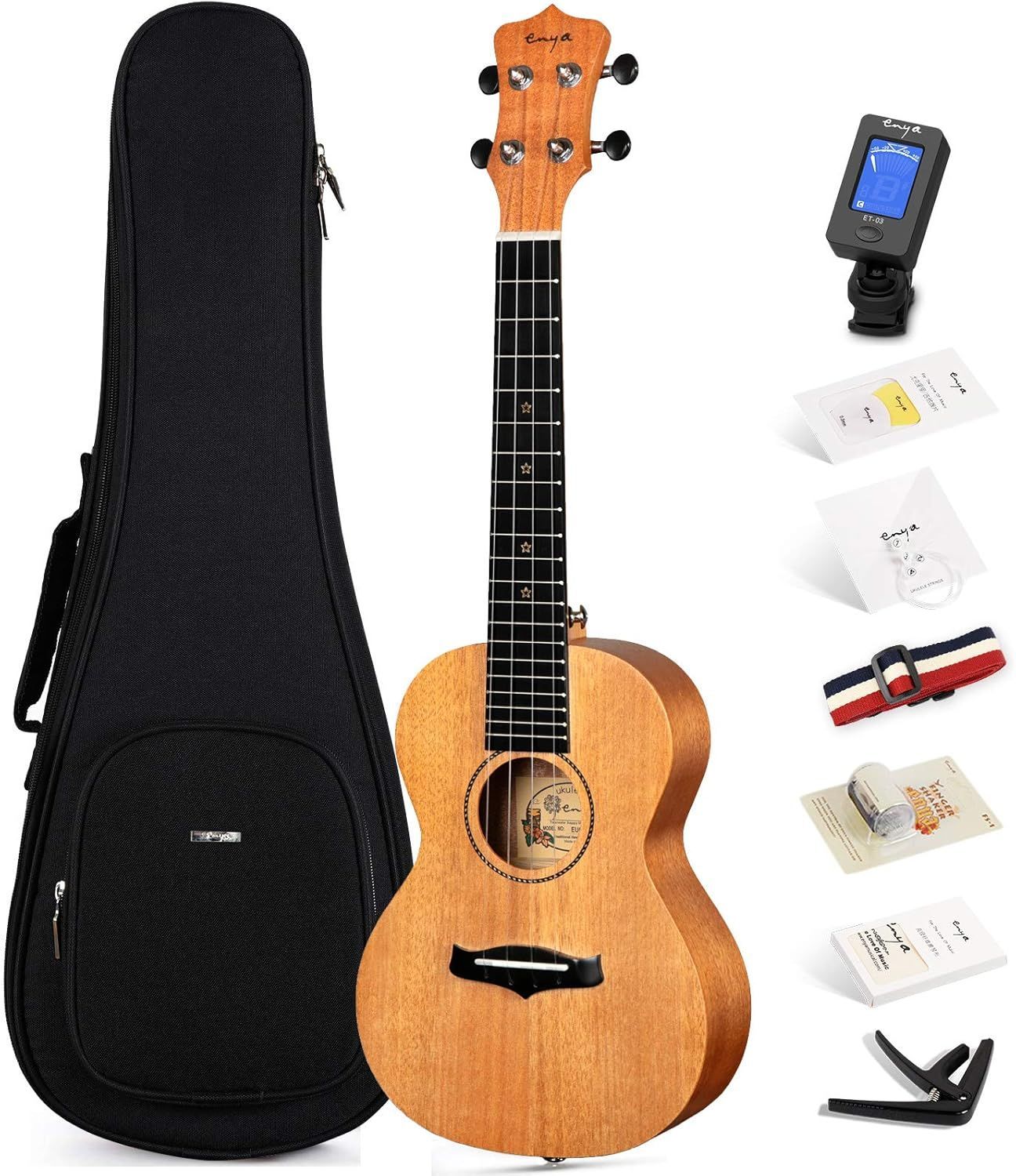 コンサートウクレレ マホガニー単板 ウクレレ セット 23インチウクレレ収納バッグ チューナー ストラップ スペア弦等 一式