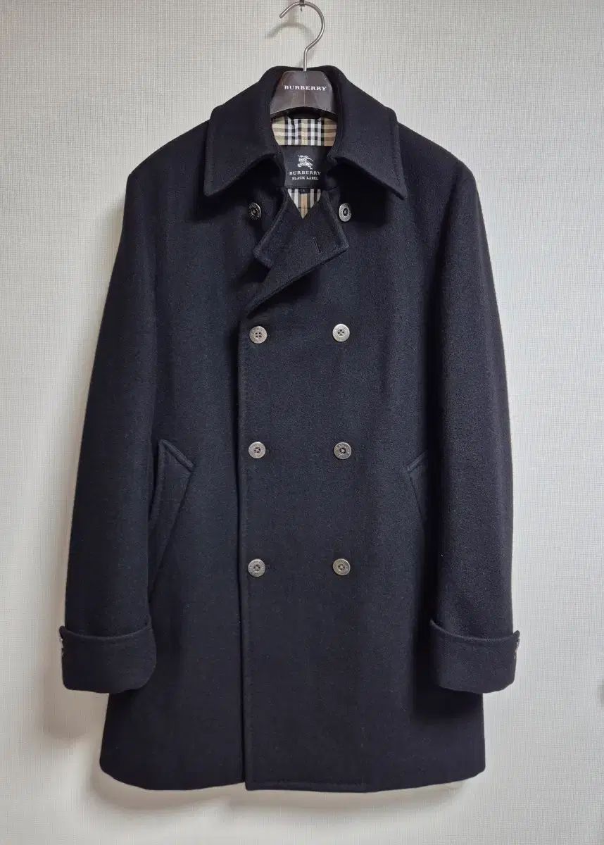 バーバリー ブラックレーベル ウール カシミア ダブル ピーコート L