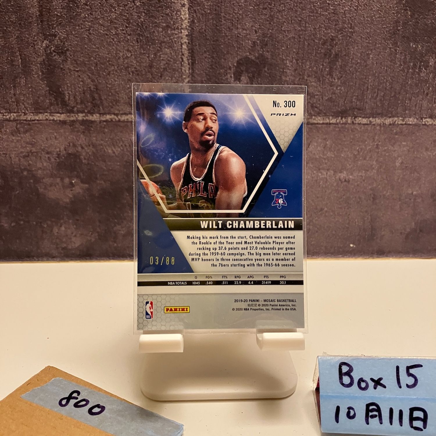 2019-20 Panini Mosaic Wilt Chamberlain 03/88 Philadelphia 76ers