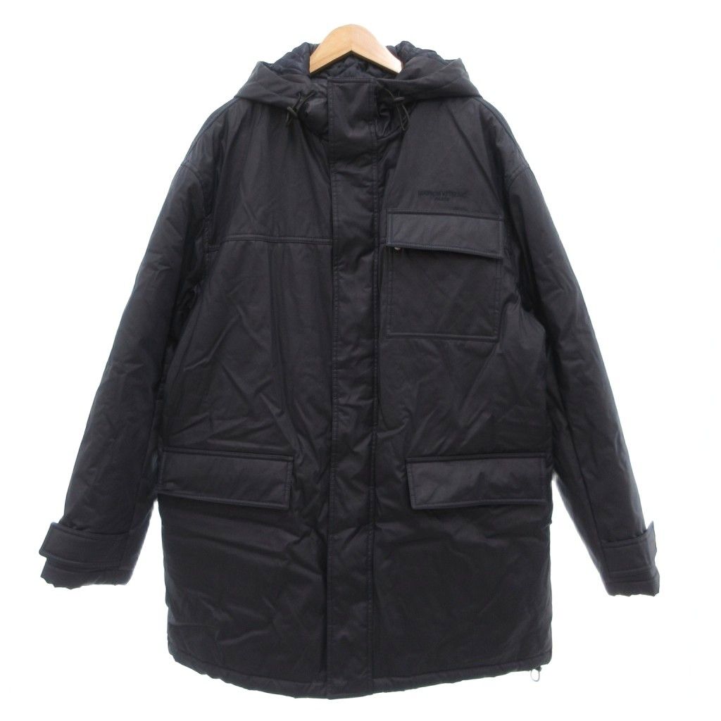 メゾンキツネ MAISON KITSUNE PARIS モッズコート ロゴ刺繍 ジップアップ 比翼 ミドル丈 XL 紺 ネイビー JS GY 01