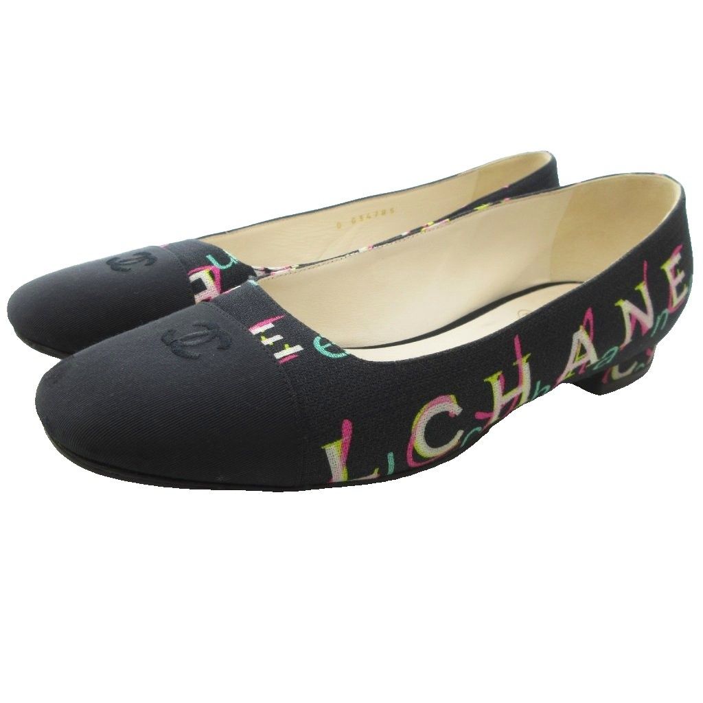 シャネル CHANEL ファブリックフラットシューズ パンプス ココマーク