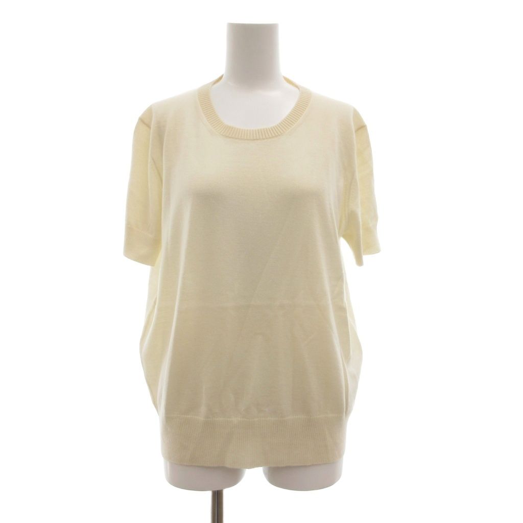 エルメス HERMES カシミヤニット カットソー Hロゴ 刺繍 半袖 46