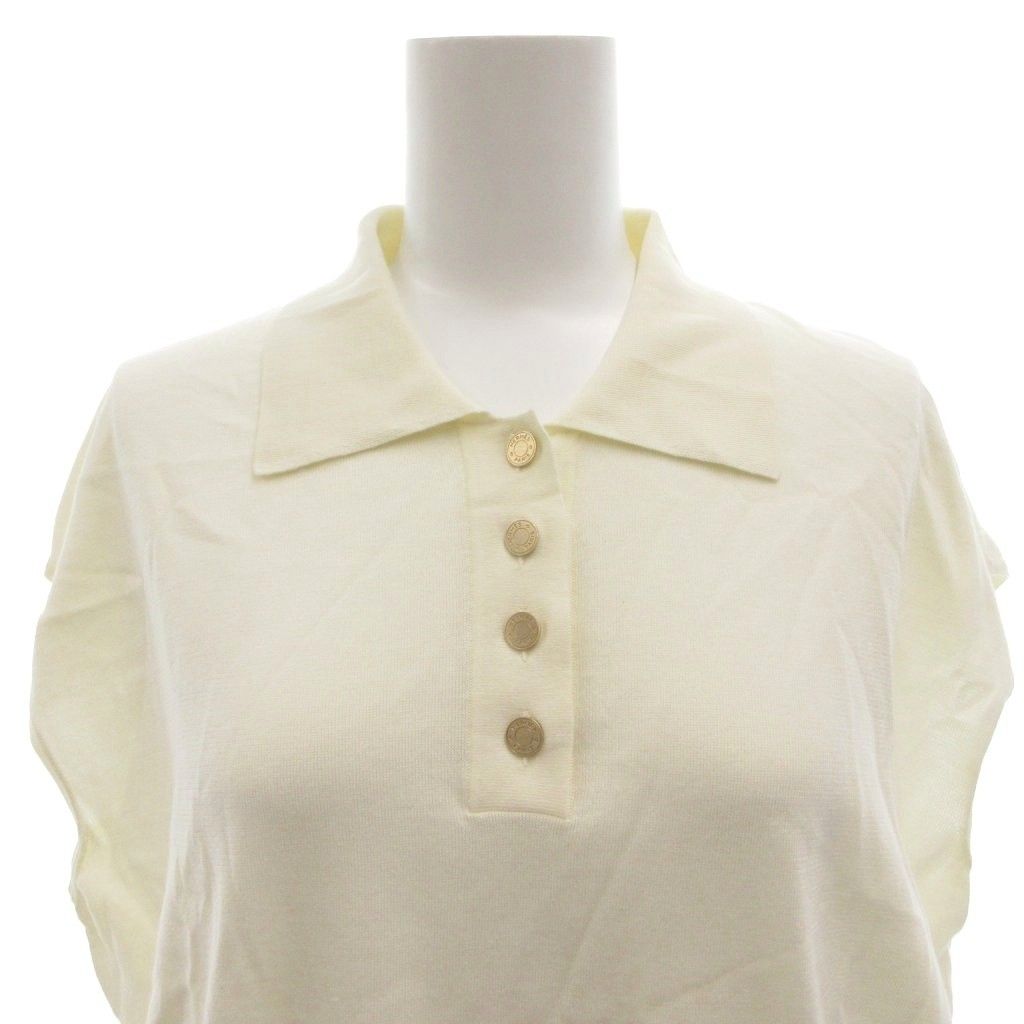 エルメス HERMES ポロシャツ ノースリーブ 金ボタン 42 白 ホワイト