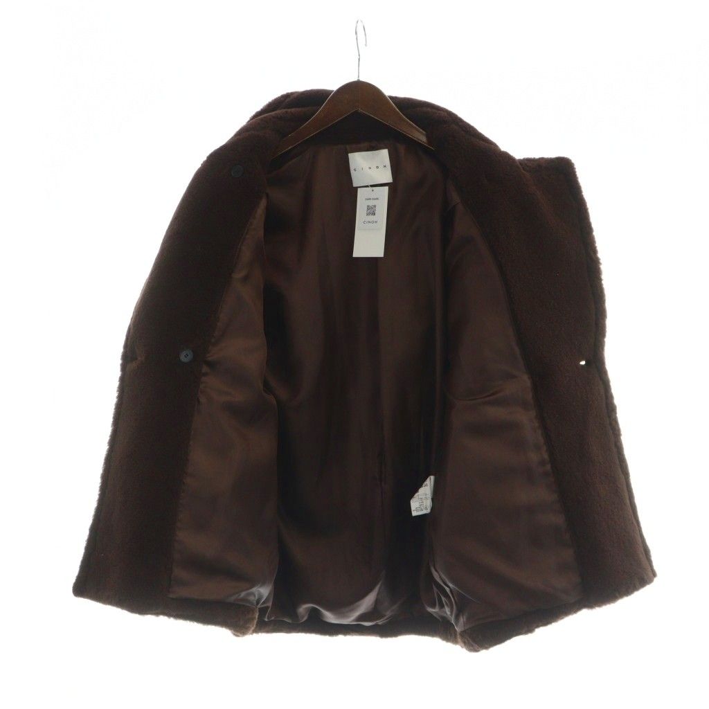 チノ CINOH BOA COCOON COAT D.BROWN コクーンシルエットボアミドル
