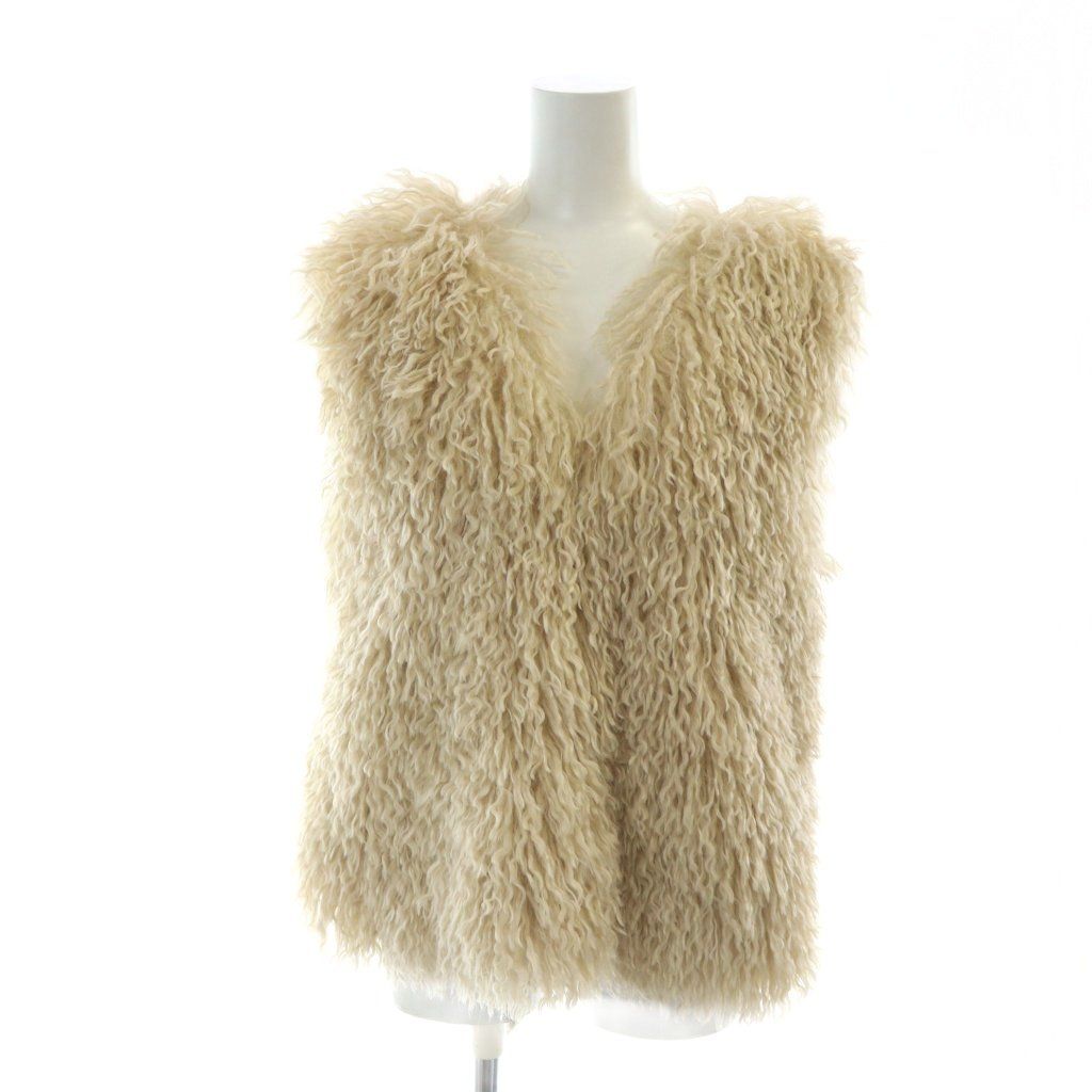 【中古】未使用品 インク EENK FAUX FUR VEST BEIGE ベスト タグ付き ロゴ フェイクファー Vネック XS ベージュ インク EENK FAUX FUR VEST BEIGE ベスト タグ付き ロゴ フェイク