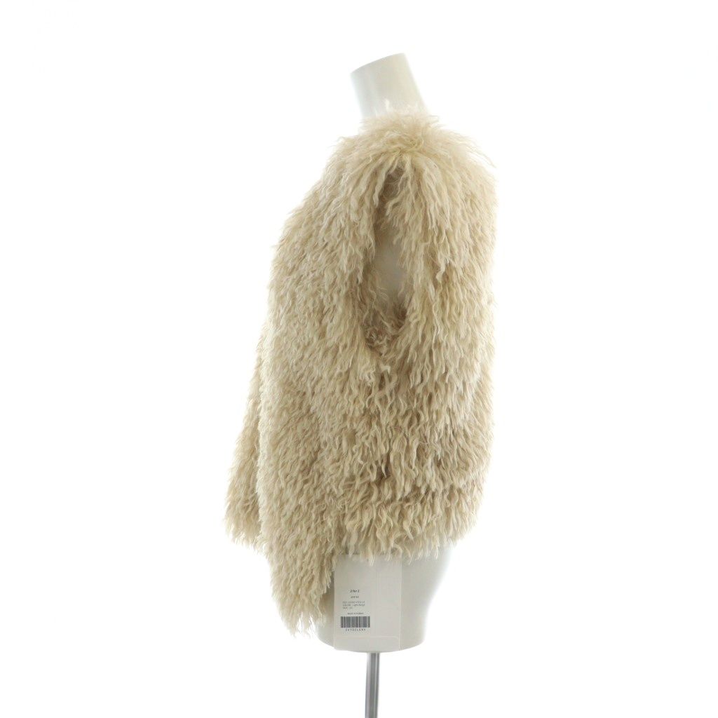インク EENK FAUX FUR VEST BEIGE ベスト タグ付き ロゴ フェイク