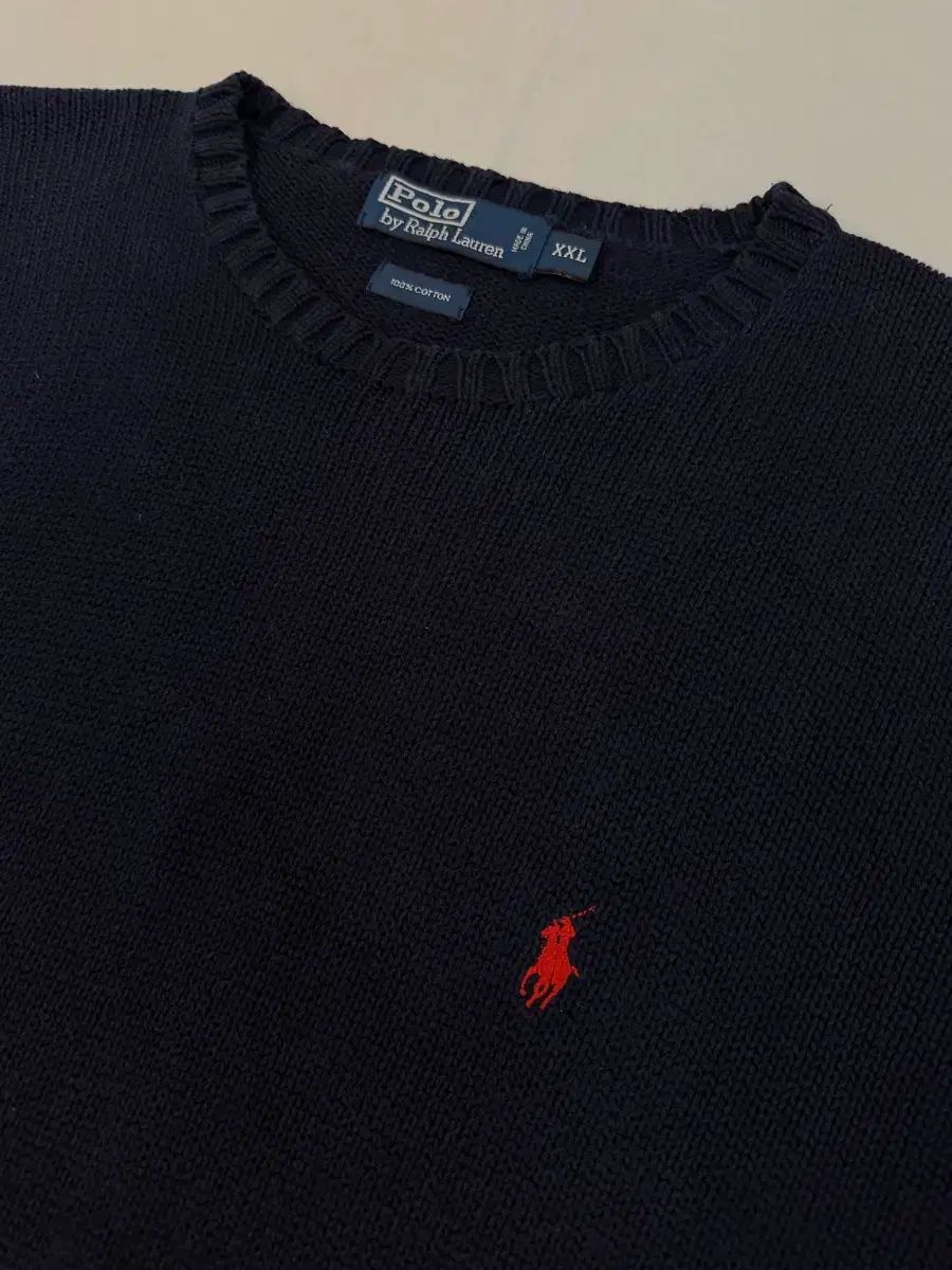 ポロ ラルフローレン コットン ニット ネイビー