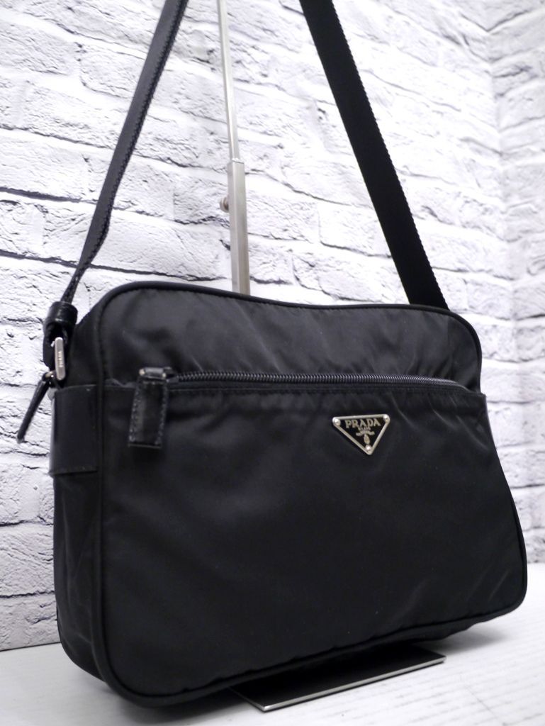 美品◇ PRADA プラダ ユニセックス ナイロンxレザー クロスボディ