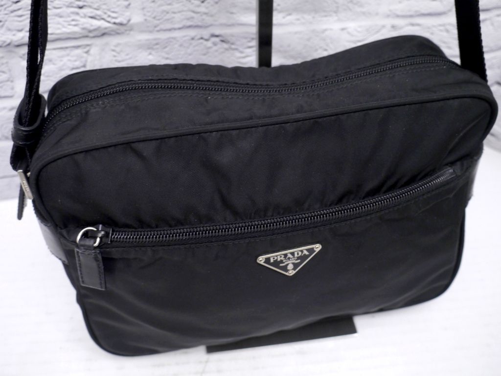 美品◇ PRADA プラダ ユニセックス ナイロンxレザー クロスボディ