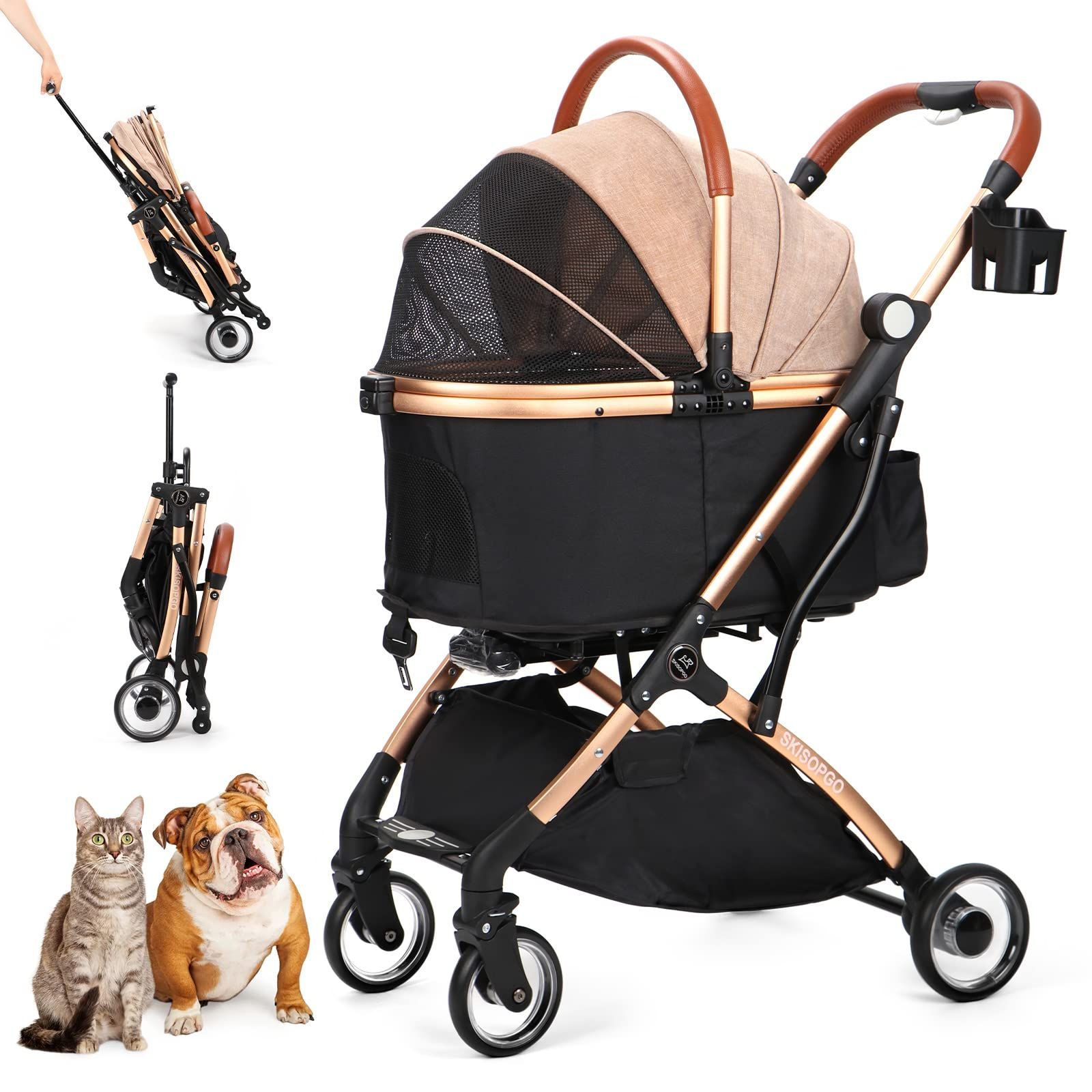 新商品 犬用カート 前輪360° 後輪ブレーキ付 折りたたみ 犬用ベビーカー ワンタッチ 小型犬 中型犬 ペットバギー 犬用バギー 猫 カート 分離型 散歩 外出便利 ペットカート 4輪ペットカート 耐荷重20 Kg SKISOPGO ドッグカー