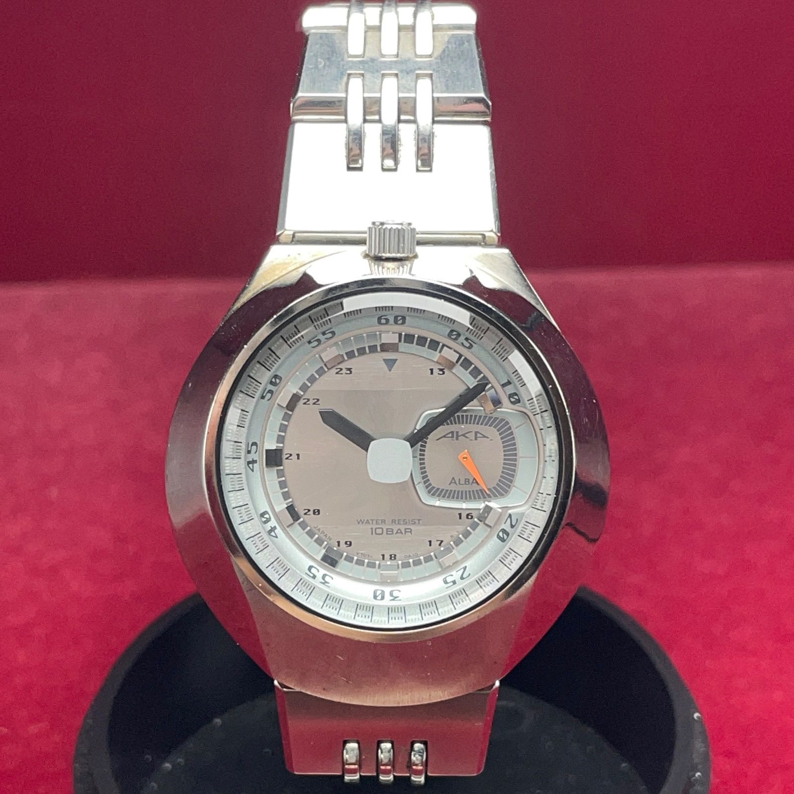 希少 SEIKO ALBA AKA ツノ スモセコ QZ 電池交換済 純正ベルト