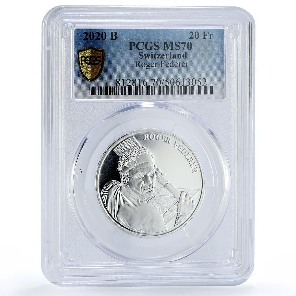 スイス 20フラン ロジャー・フェデラー テニス スポーツ MS70 PCGS